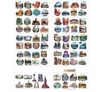 GOMAKERER 10 feuille D'Autocollants de Transfert UV DTF pour Emballage de Tasse des Parcs Nationaux Américains Autocollants UVDTF de Monuments Célèbres Vues Panoramiques pour Bouteilles de Bricolage