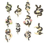 GOMAKERER 10 Pcs 11 Styles Épingle en Émail Serpent, Alliage Animal Émail Broche Broches Serpent Broche Banquet Badge Broches pour Sacs à Dos Vêtements Vestes Chapeau Bijoux Bricolage Accessoires