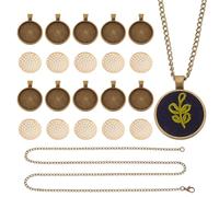 GOMAKERER 10 set Plateaux Suspendus à Lunette Ronde Cadre Vierge pour Pendentif 24.5mm pour Breloques de Plateau en Alliage de Broderie pour Projets de Bricolage et D'Artisanat, Argent Antique