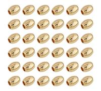 GOMAKERER 100pcs Véritables Perles en Laiton 4mm, Perles Ovales Petit Tambour Perles en Vrac Perles D'Espacement en Métal Petit Tambour Perles en Vrac Grand Trou 1.6mm pour la Fabrication de Bijoux