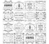 GOMAKERER 12 feuille de 12 transferts à Frotter de Style Autocollants de Transfert à Frotter pour Fenêtre Meubles Artisanat 5.5 x 5.5 pouce Noir Vintage Lettres Chaudes