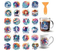 GOMAKERER 12 feuille Emballages de Gobelets Constellation UV DTF Colorés Autocollants de Transfert UVDTF Imperméables pour Gobelets Bouteilles DIY Boire du Thé au Lait dans Tasses Portable Étui