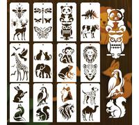 GOMAKERER 12 pochoir Animal pour Peinture, 12 Styles Pochoirs de Peinture Animale Mignons Modèles de Dessin en Plastique Réutilisables pour Scrapbooking Bricolage Art Artisanat