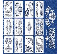 GOMAKERER 12 pochoir de Peinture Décorative 12 pochoir de Peinture de Bordure Florale Vintage de Styles Pochoir de Bordure Réutilisable Pochoirs de Feuille pour Peinture Sur Carrelage Scrapbooking