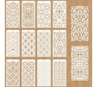 GOMAKERER 12 pochoir de Peinture Décorative 12 Styles Pochoirs Damassés pour Artisanat Pochoirs de Texture Vintage Réutilisables Pochoir Technique Mixte pour Peinture Sur Bois Mur Meubles Scrapbooking