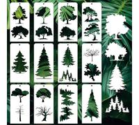 GOMAKERER 12 pochoir de Peinture Décorative 12 Styles Pochoirs de Peinture D'Arbre Pochoir de Bordure Réutilisable Pochoirs de Feuilles pour Peinture Sur Carrelage Mur Sol Scrapbooking Décor