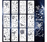 GOMAKERER 12 pochoir Décoratif D'Étoile pour la Peinture 12 Styles Pochoirs Étoile et Lune Pochoirs Réutilisables Constellation du Zodiaque Étoile Pochoirs de Peinture pour Peinture Sur Meubles Décor