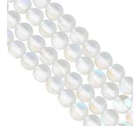 GOMAKERER 126pcs Perles Rondes en Pierre de Lune Synthétique 6mm, Perles de Verre Cristal Aurore Translucides Perles D'Espacement en Vrac pour la Fabrication de Bijoux