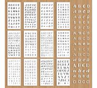 GOMAKERER 12pcs pochoir de Lettres pour la Peinture 12 Styles Alphabet Éléments Peinture Pochoirs Réutilisable Art Dessin Modèles pour Peinture Sur Mur Bois Décoration Intérieure