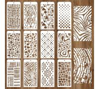 GOMAKERER 12pcs pochoir de Peinture Décorative 12 Styles de Pochoirs de Peinture Texturés en Briques Modèles de Dessin Artistiques Réutilisables pour la Peinture Sur Mur Bois Décoration Intérieure