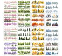 GOMAKERER 12pcs transfert à Frotter Représentant des Arbres Quatre Saisons pour L'Artisanat 12 Styles Motif Arbre Frottez Sur Autocollants de Transfert Art Style PVC pour Bricolage Artisanat, 14x14cm