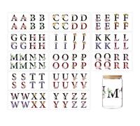 GOMAKERER 13 feuille D'Autocollants UV DTF pour Gobelets Autocollants de Transfert de Lettres A à Z UV DTF pour Gobelets en Verre de 16 oz Motif Floral Alphabet Décalcomanies pour Gobelets en Verre