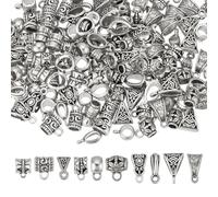 GOMAKERER 150pcs 10 styles Breloques en Alliage Perles Tubulaires Incurvées en Argent Tibétain Connecteurs Entretoises Perles avec Boucle Tubes de Suspension pour la Fabrication de Bijoux Artisanaux