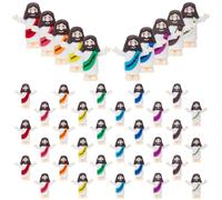 GOMAKERER 150pcs Mini Figurine de Jésus 10 Couleurs Décoration Multicolore en PVC Représentant Le Petit Christ Sauveur Idéal pour Les Fêtes de Noël Le Baptême Ou la Maison