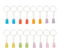 GOMAKERER 16 porte Clés D'Ourson en Gélatine Porte Clés en Résine 8 couleur D'Ourson Mignon de Dessin Animé pour Sac à Main Portefeuille Sac à Dos Écouteurs Breloques Décorations Cadeaux de Fête