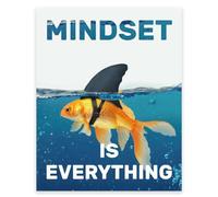 GOMAKERER 1pc Art Mural Mindset is Everything Citations Positives Sans Cadre Impressions Inspirantes Affiches D'Art Créatives Sur Poisson Rouge Affiches D'Art Mural Motivantes pour Maison Bureau École