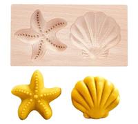 GOMAKERER 1pc moule à Biscuits D'Étoile de Mer en Bois, Emporte-Pièce de Cuisine en Bois Tampons à Biscuits Sculptés 3D Moules à Tampons à Pression pour Décoration de Pâques, Outil de Cuisson