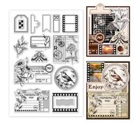 GOMAKERER 1pc Tampon Transparent Étiquettes de Film Vintage Tampons de Scrapbooking Affranchissement Cartes Postales Tampons Transparents en Silicone pour la Fabrication de Cartes Décoration Gaufrage