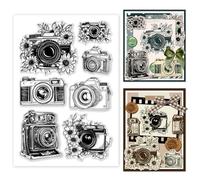 GOMAKERER 1pc Tampon Transparent Tampons de Scrapbooking en Silicone Transparents en Forme D'Appareil Photo à Fleurs Vintage pour la Fabrication de Cartes Décoration Gaufrage L'Album Bricolage