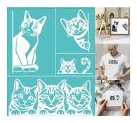GOMAKERER 2 feuille Pochoir pour Sérigraphie Pochoirs de Peinture Intéressants pour Chats Modèles Réutilisables Autocollants Sérigraphie pour Bordures Murales Bois Tissu Décoration D'Intérieur