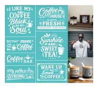 GOMAKERER 2 feuille Pochoir Sérigraphique avec Slogan Café Pochoir Réutilisable en Maille pour Cuisine de Ferme Autocollant Sérigraphie pour Bordure Murale Bois Tissu Décoration Artisanale