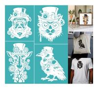 GOMAKERER 2 feuille Pochoir Sérigraphique Pochoirs D'Impression D'Animaux Punk Modèles Réutilisables Autocollants Sérigraphie pour Peinture Murale Bois T Shirt Tissu Décoration Artisanale