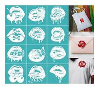 GOMAKERER 2 feuille Pochoir Sérigraphique Pochoirs D'Impression de Lèvres Modèles Réutilisables Autocollants Sérigraphie pour Peinture Murale Bois T Shirt Tissu Décoration Artisanale pour la Maison