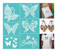 GOMAKERER 2 feuille Pochoir Sérigraphique Pochoirs D'Impression de Papillons Modèles Réutilisables Autocollants Sérigraphie pour Peinture Murale Bois T Shirt Tissu Artisanale pour la Maison
