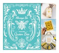 GOMAKERER 2 feuille Pochoir Sérigraphique Queen BEE Pochoirs de Peinture de Style Européen Réutilisables Autocollants Sérigraphie pour Bordures Murales Bois Tissu Décoration D'Intérieur