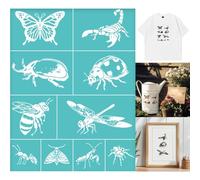 GOMAKERER 2 pochoir Sérigraphié D'Insectes Pochoirs de Peinture Papillon Coccinelle Abeille Mante Religieuse Modèles Réutilisables Auto Adhésifs Sérigraphie pour Bordure Murale Bois Tissu Décoration