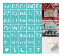 GOMAKERER 2 pochoir Sérigraphique Alphabet Modèle de Bricolage de Symbole et de Numéro D'Impression Sérigraphique Auto Adhésif Réutilisable pour Peindre Sur du Bois Ou du Tissu T Shirt DIY