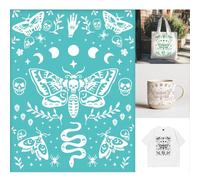 GOMAKERER 2 pochoir Sérigraphique de Tête de Mort et de Papillon Pochoirs de Peinture Réutilisables pour Insectes Papillons Lune Serpent Sérigraphie Autocollante pour Bordure Murale Tissu Halloween