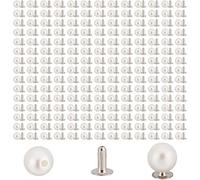 GOMAKERER 200 Rivets en Perles D'Imitation 6mm, Perles en Plastique Rivets Goujons Boutons Demi-Trou Perle Rivets Perles Jean Décor avec Accessoires en Fer pour Bricolage Artisanat Chaussures