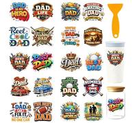 GOMAKERER 20pcs autocollant de Tasse UV DTF Thème de Fête des Pères, 10 feuille D'Autocollants de Transfert pour Tasse Meilleur Papa Réutilisables en Vinyle pour Papa Grand Père Ou Homme