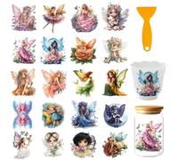 GOMAKERER 20pcs Emballage de Tasse Fairy UV DTF Autocollants Imperméables à Motif de Fleurs et de Papillons pour Tasses en Verre et Décorations de Meubles