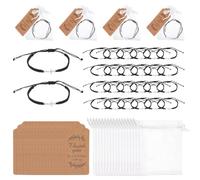 GOMAKERER 24 set Bracelets D'Amitié en Croix Bracelet en Corde Ajustable avec Breloque Crucifix Bracelets Croix Chrétienne avec Étiquettes et Sacs Cadeaux pour Remise de Diplôme Baptême Cadeau Porte