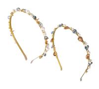 GOMAKERER 2pcs Bandeaux de Mariée Dorés, 2 couleurs Serre Têtes Baroques en Perles de Cristal Accessoires pour Cheveux en Métal pour Femmes Cadeau D'Anniversaire Décoration