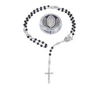 GOMAKERER 2Pcs collier Croix Collier avec Pendentif, 72cm Croix Gothique Dorée Chaîne en Laiton avec Pendentif Crucifix pour Femmes et Hommes Bijoux de Fête de Baptême de Pâques Cadeaux (Perle Noire)