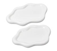 GOMAKERER 2pcs Coupelle à Bijoux Nuage Plateau à Bijoux en Céramique Blanche Vide Poches Décoratif en Forme de Nuage Porte Bagues Joli Bol à Bijoux Décoration Esthétique pour Femme