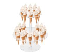 GOMAKERER 2pcs Présentoir à Glaces en Acrylique Présentoir à Desserts à un Étage avec Deux Trous Transparent et Vertical Doté D'Une Base Stable pour Mariages Anniversaires et Tables