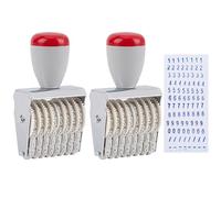 GOMAKERER 2pcs Tampon Numéro à 8 chiffres, 0-9 chiffres Étiquette de Prix Timbre Réglable Étiquette de Date Timbre Plastique Timbre Roulant Bricolage Papeterie pour Bureau Affaires Scrapbooking Blanc