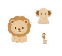 GOMAKERER 3 décoration Murale en Bois Lion Éléphant Girafe Décoration Murale Safari pour Chambre D'Enfant Animaux de Jungle et des Bois Style Cottage pour une Chambre Ou une Salle de Jeux