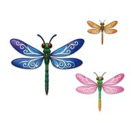 GOMAKERER 3 décoration Murale Libellule Colorée Libellule en Bois aux Ailes Distinctives Ornement Mural Sur le Thème des Insectes pour Clôture Jardin Cour Balcon Chambre Salon (3 taille)