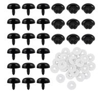 GOMAKERER 30 set Nez de Bricolage avec Entretoises, Nez de Sécurité pour Chien Noir 2.6x2.7x2cm Poupée Ours en Peluche Fournitures de Fabrication Nez de Chiot pour Animaux en Peluche, Amigurumi