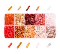 GOMAKERER 3000 pièces 10 couleurs Perles de Clairon en Verre,Perles Rose de Tube Perles en Verre Bracelet Perles Perle D'Espacement Ample Perles Transparentes pour la Fabrication de Bijoux