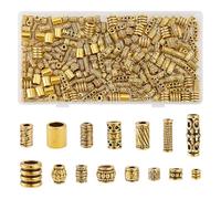 GOMAKERER 300pcs 15 Styles Perles D'Espacement de Colonne Tibétain, Perles Antiques Dorées Vintage en Alliage Perles de Tambour en Baril Perles en Métal Vintage pour la Fabrication de Bijoux