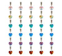 GOMAKERER 30pcs 6 couleurs Breloques Coeur en Verre, Breloques à Grand Trou avec Boucle en Alliage Plaqué Argent Antique Pendentifs en Verre Galvanisé Perles en Cristal pour Fabrication de Bijoux