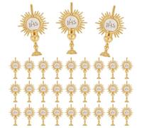 GOMAKERER 30pcs décoration pour Cupcakes de Baptême Décorations de Cupcakes de Première Communion Finition Dorée pour Baptême Fêtes de Baptême, 40x24.5x3mm