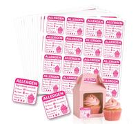 GOMAKERER 320pcs Autocollant D'Avertissement D'Allergène Étiquettes D'Alerte D'Allergie Alimentaire Étiquette Allergènes Roses Étiquettes Carrées Imperméables pour Restaurant Cuisine et Boulangerie