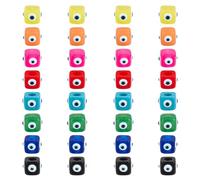 GOMAKERER 32pcs 8 styles Perles en Résine Contre le Mauvais Œil Perles Turques Cubiques à Gros Trous Porte Bonheur Mauvais Œil Perles D'Espacement Européennes pour la Fabrication de Bijoux Trou: 6mm